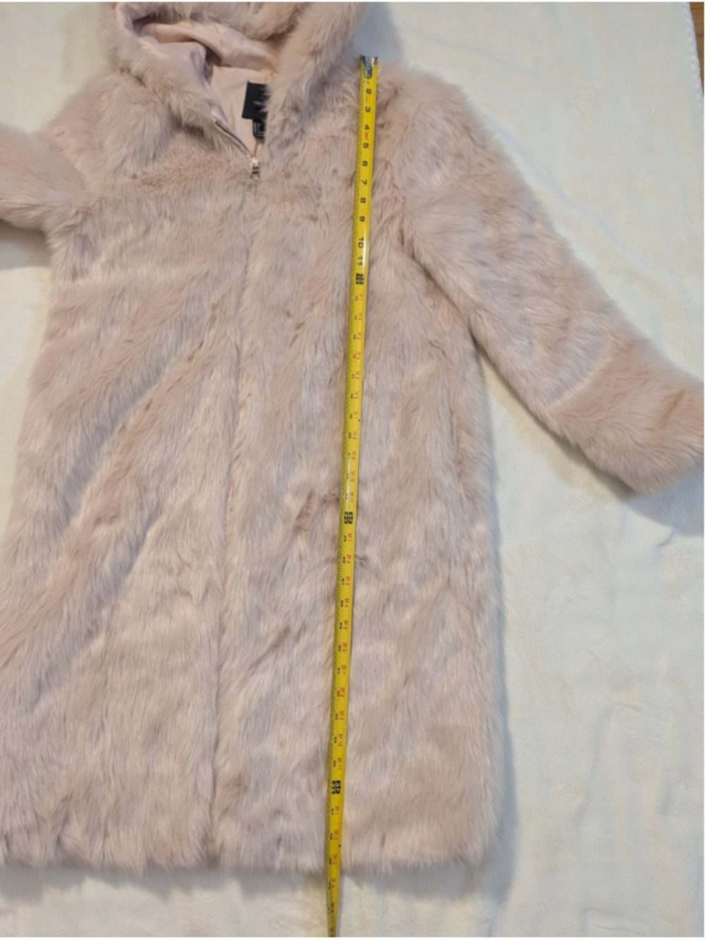 Forever 21 Faux Fur Hooded Coat Blush Pink Large - Picture 8 of 15